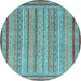 Round Abstract Light Blue Modern Rug, abs2610lblu