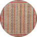 Round Machine Washable Abstract Brown Sugar Brown Rug, wshabs2610