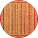 Round Machine Washable Abstract Orange Modern Area Rugs, wshabs2610org