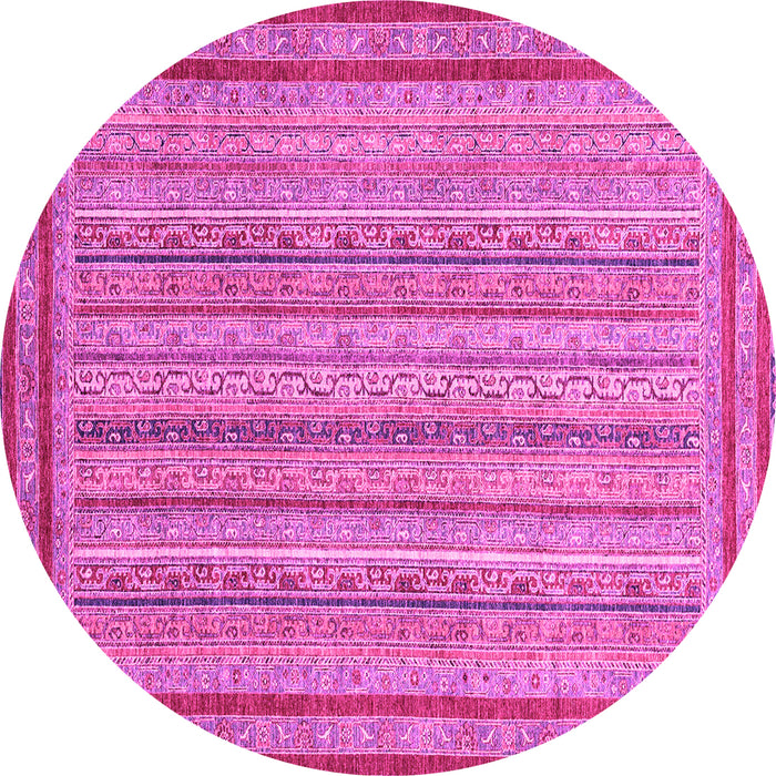 Round Machine Washable Abstract Pink Modern Rug, wshabs2610pnk