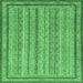 Square Abstract Emerald Green Modern Rug, abs2610emgrn