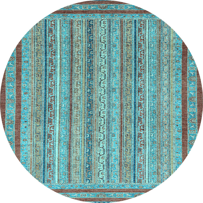 Round Machine Washable Abstract Light Blue Modern Rug, wshabs2610lblu