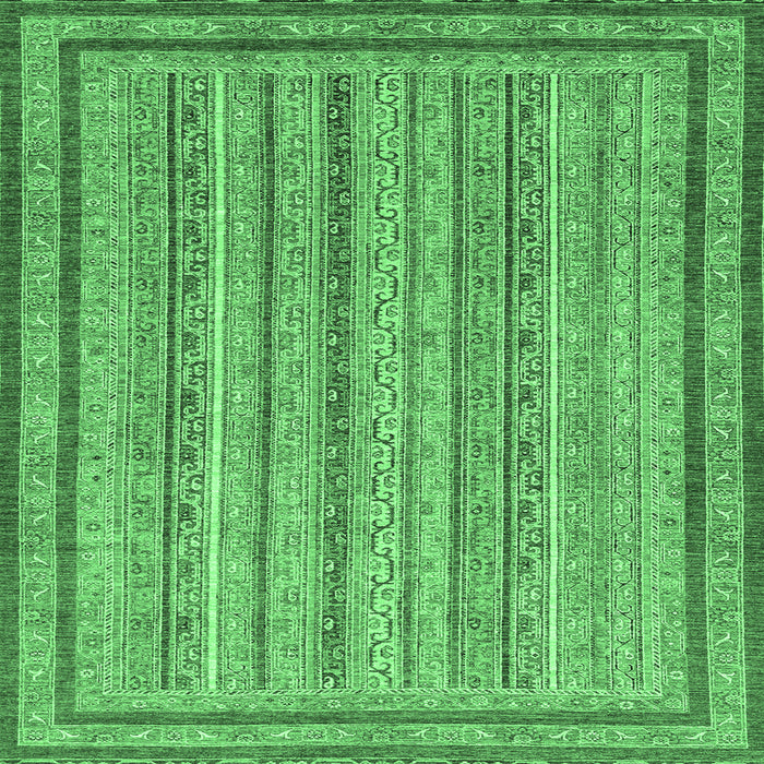 Square Machine Washable Abstract Emerald Green Modern Area Rugs, wshabs2610emgrn