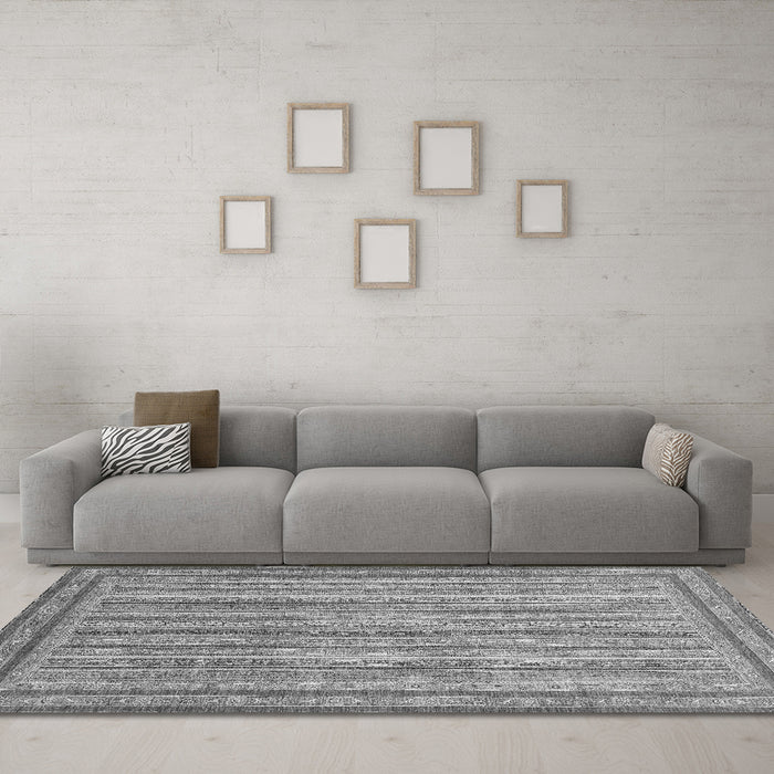 Machine Washable Abstract Gray Modern Rug in a Living Room,, wshabs2610gry