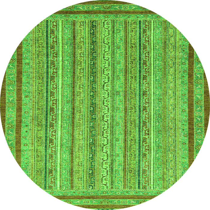Round Machine Washable Abstract Green Modern Area Rugs, wshabs2610grn