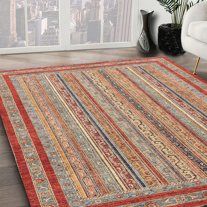 Machine Washable Abstract Brown Sugar Brown Rug in a Family Room, wshabs2610