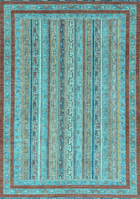 Abstract Light Blue Modern Rug, abs2610lblu