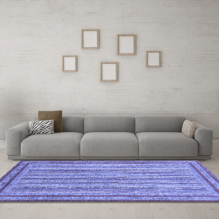 Machine Washable Abstract Blue Modern Rug in a Living Room, wshabs2610blu