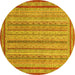 Round Machine Washable Abstract Yellow Modern Rug, wshabs2610yw