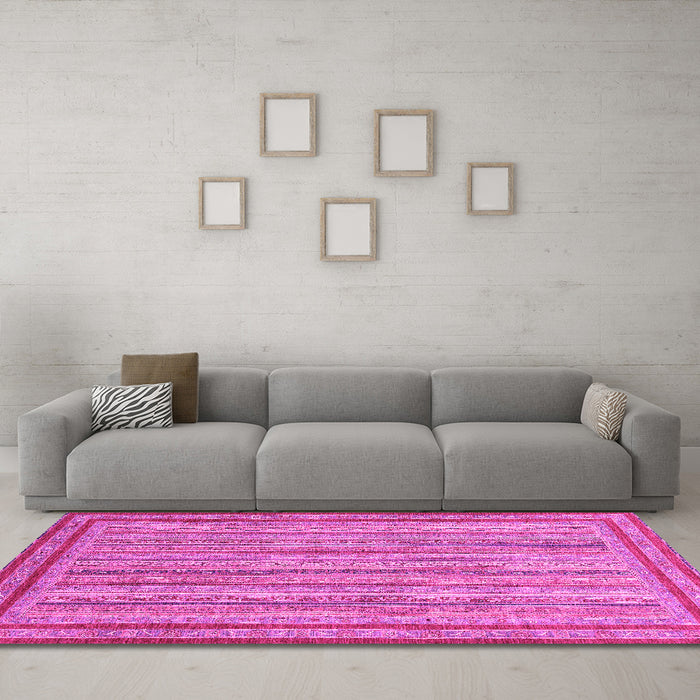 Machine Washable Abstract Pink Modern Rug in a Living Room, wshabs2610pnk