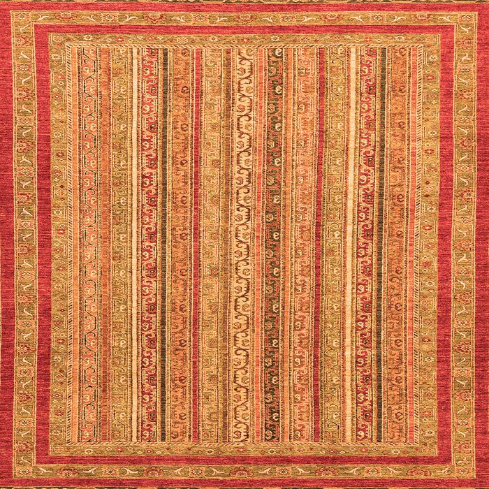 Square Machine Washable Abstract Orange Modern Area Rugs, wshabs2610org