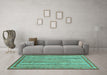 Machine Washable Abstract Turquoise Modern Area Rugs in a Living Room,, wshabs2610turq