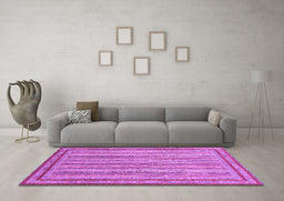 Machine Washable Abstract Purple Modern Area Rugs in a Living Room, wshabs2610pur