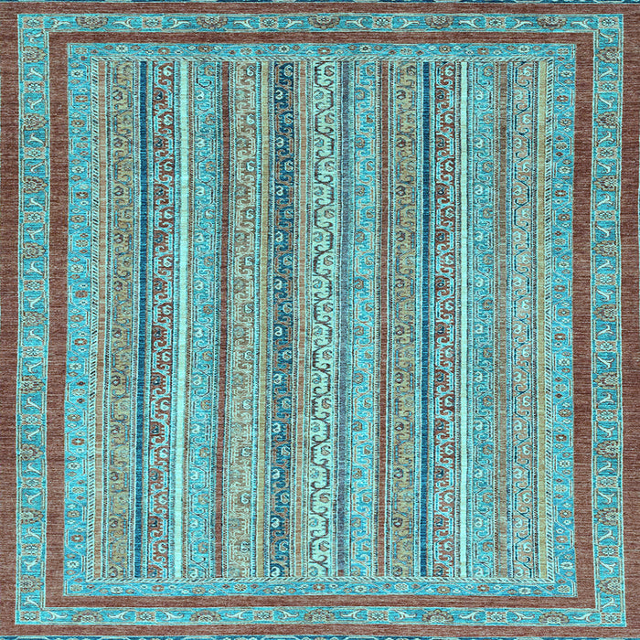 Square Machine Washable Abstract Light Blue Modern Rug, wshabs2610lblu