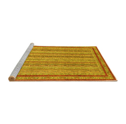 Sideview of Machine Washable Abstract Yellow Modern Rug, wshabs2610yw