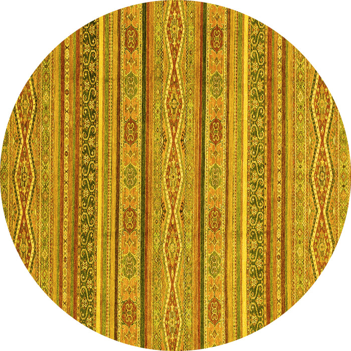 Round Machine Washable Abstract Yellow Modern Rug, wshabs2611yw
