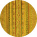 Round Machine Washable Abstract Yellow Modern Rug, wshabs2611yw