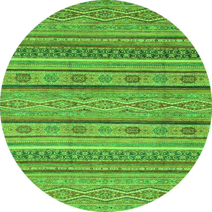 Round Machine Washable Abstract Green Modern Area Rugs, wshabs2611grn
