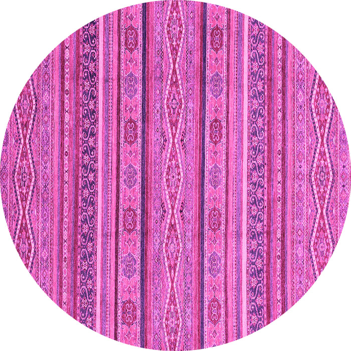 Round Machine Washable Abstract Pink Modern Rug, wshabs2611pnk