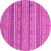 Round Machine Washable Abstract Pink Modern Rug, wshabs2611pnk