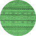 Round Abstract Emerald Green Modern Rug, abs2611emgrn