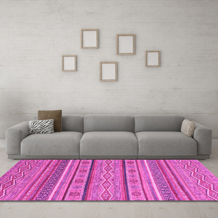 Machine Washable Abstract Pink Modern Rug in a Living Room, wshabs2611pnk