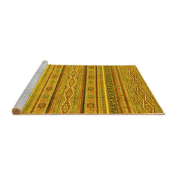 Sideview of Machine Washable Abstract Yellow Modern Rug, wshabs2611yw