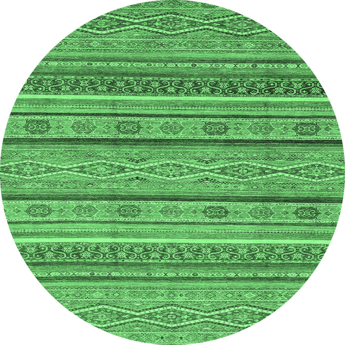 Round Machine Washable Abstract Emerald Green Modern Area Rugs, wshabs2611emgrn
