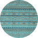 Round Abstract Light Blue Modern Rug, abs2611lblu