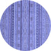 Round Abstract Blue Modern Rug, abs2611blu