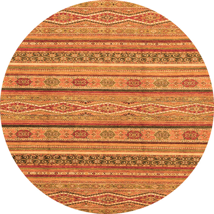 Round Machine Washable Abstract Orange Modern Area Rugs, wshabs2611org
