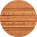 Round Machine Washable Abstract Orange Modern Area Rugs, wshabs2611org