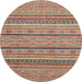 Round Abstract Brown Modern Rug, abs2611