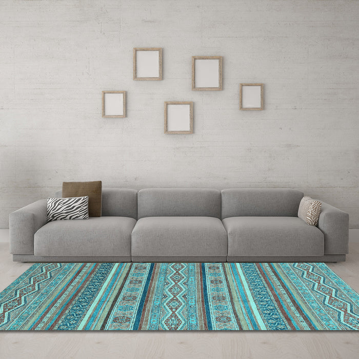 Machine Washable Abstract Light Blue Modern Rug in a Living Room, wshabs2611lblu