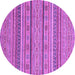 Round Machine Washable Abstract Purple Modern Area Rugs, wshabs2611pur