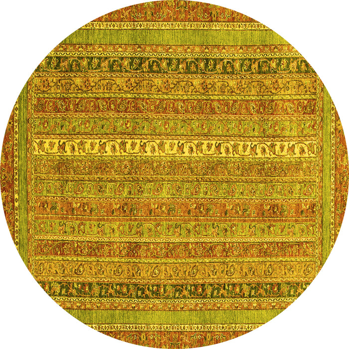 Round Abstract Yellow Modern Rug, abs2612yw