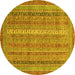 Round Abstract Yellow Modern Rug, abs2612yw