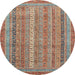 Round Machine Washable Abstract Camel Brown Rug, wshabs2612