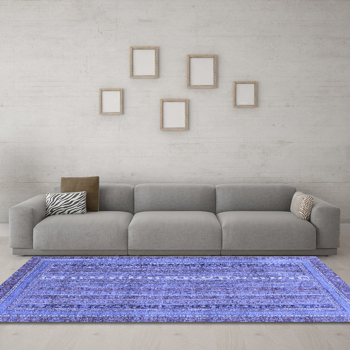 Machine Washable Abstract Blue Modern Rug in a Living Room, wshabs2612blu