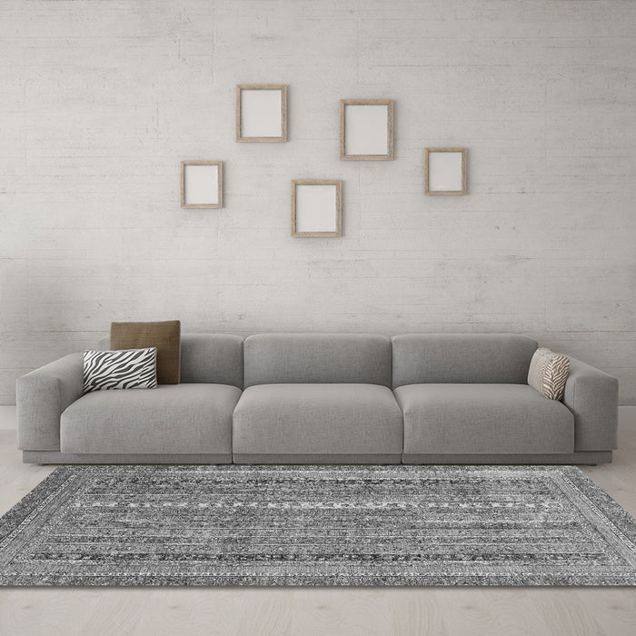 Machine Washable Abstract Gray Modern Rug in a Living Room,, wshabs2612gry