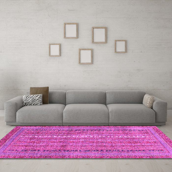 Machine Washable Abstract Pink Modern Rug in a Living Room, wshabs2612pnk