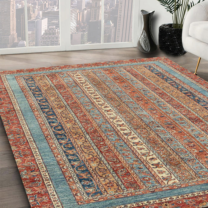 Abstract Camel Brown Modern Rug in Family Room, abs2612
