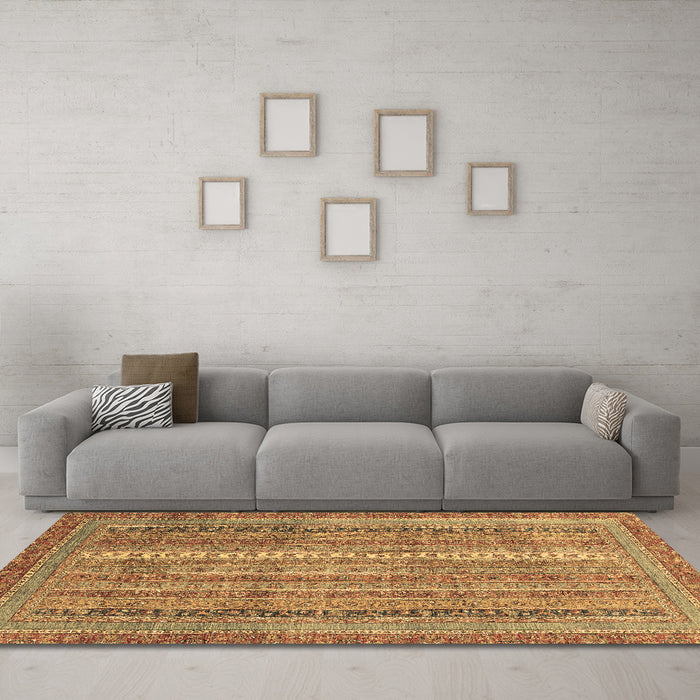 Machine Washable Abstract Brown Modern Rug in a Living Room,, wshabs2612brn