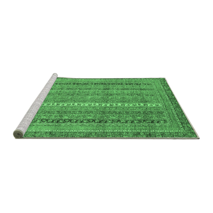 Sideview of Machine Washable Abstract Emerald Green Modern Area Rugs, wshabs2612emgrn