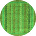 Round Machine Washable Abstract Green Modern Area Rugs, wshabs2612grn