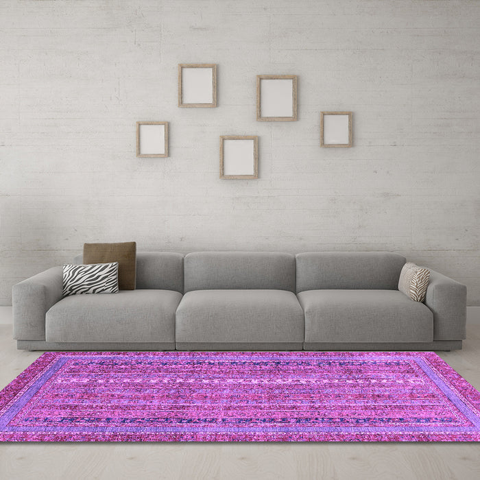 Machine Washable Abstract Purple Modern Area Rugs in a Living Room, wshabs2612pur