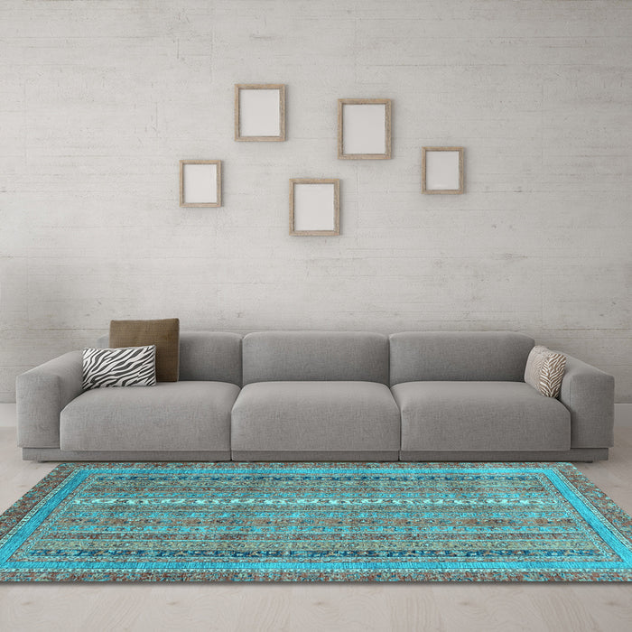 Machine Washable Abstract Light Blue Modern Rug in a Living Room, wshabs2612lblu