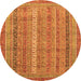 Round Machine Washable Abstract Orange Modern Area Rugs, wshabs2612org