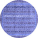 Round Abstract Blue Modern Rug, abs2612blu