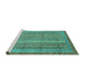 Sideview of Machine Washable Abstract Turquoise Modern Area Rugs, wshabs2612turq